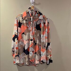 Worthington Women's Floral Button Down Shirt - With Tie